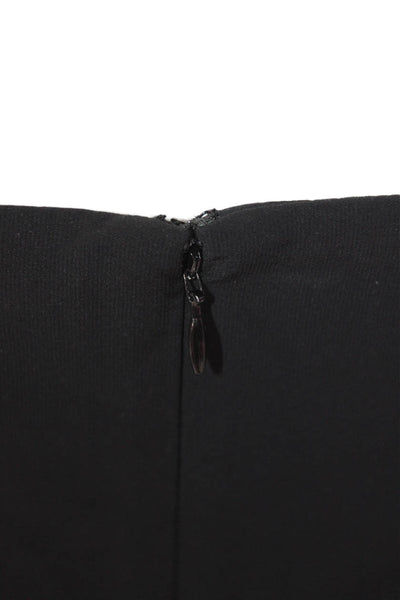 Amanda Uprichard Women Black Mini Slip Dress Square Neck Zip Size L