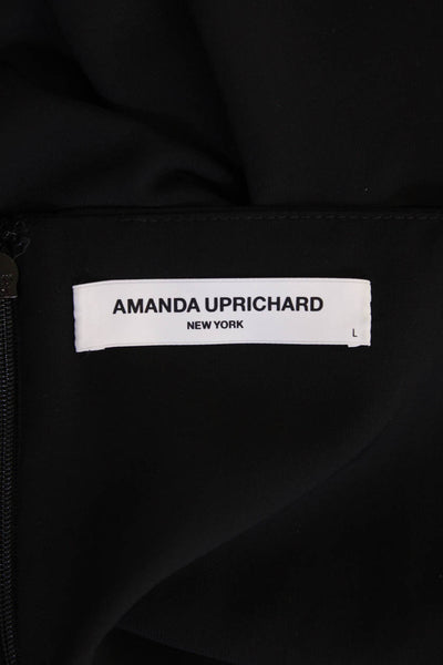 Amanda Uprichard Women Black Mini Slip Dress Square Neck Zip Size L