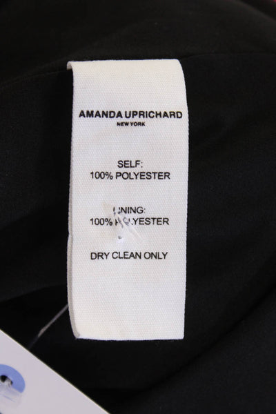 Amanda Uprichard Women Black Mini Slip Dress Square Neck Zip Size L