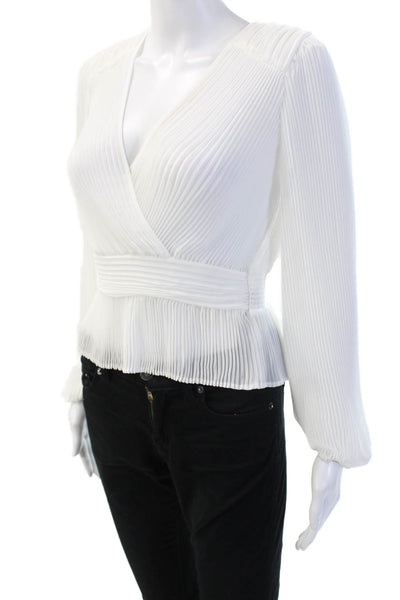 The Kooples Women Blouse White V-Neck Long Sleeve Polyester Size 1