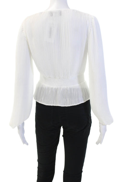 The Kooples Women Blouse White V-Neck Long Sleeve Polyester Size 1