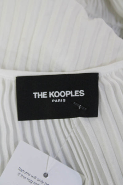 The Kooples Women Blouse White V-Neck Long Sleeve Polyester Size 1
