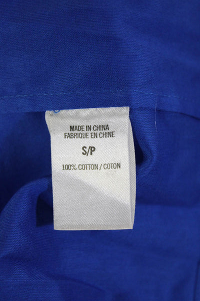 Theory Womens Blue Cotton Collared Sleeveless Button-Up Blouse Size S