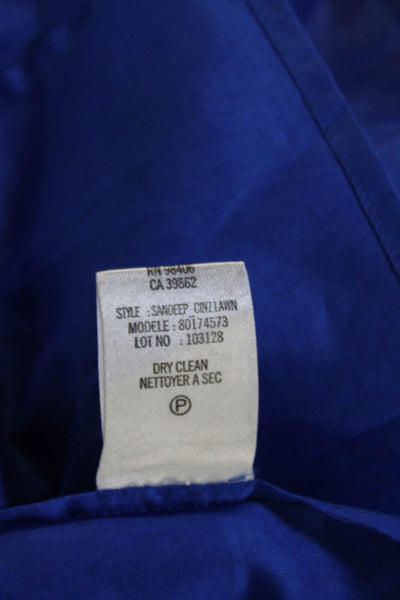 Theory Womens Blue Cotton Collared Sleeveless Button-Up Blouse Size S