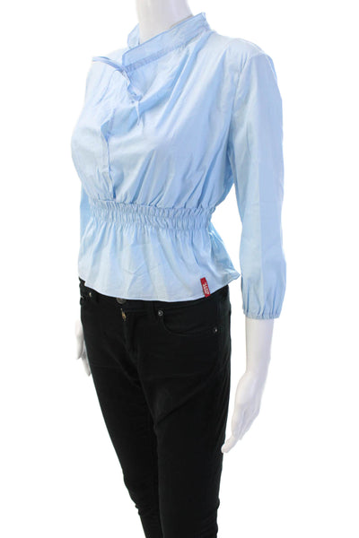 Miss Sixty Women Light Blue Mock Neck 3/4 Sleeve Blouse 90s Size S
