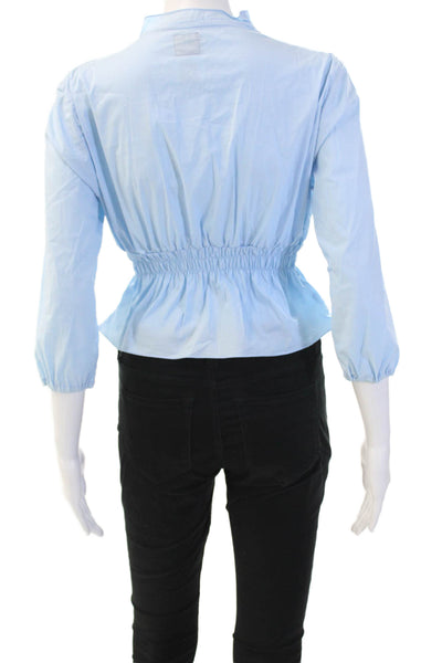 Miss Sixty Women Light Blue Mock Neck 3/4 Sleeve Blouse 90s Size S