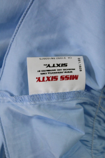 Miss Sixty Women Light Blue Mock Neck 3/4 Sleeve Blouse 90s Size S
