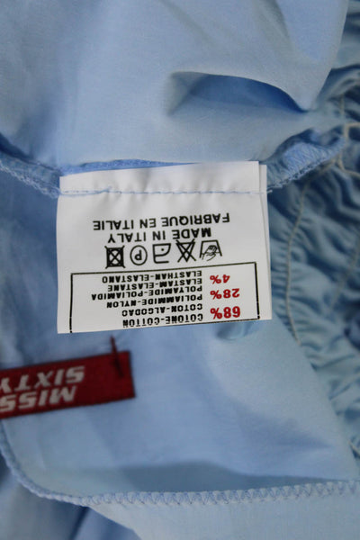 Miss Sixty Women Light Blue Mock Neck 3/4 Sleeve Blouse 90s Size S