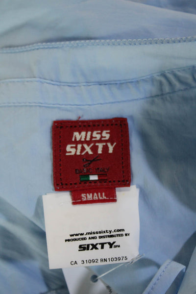 Miss Sixty Women Light Blue Mock Neck 3/4 Sleeve Blouse 90s Size S