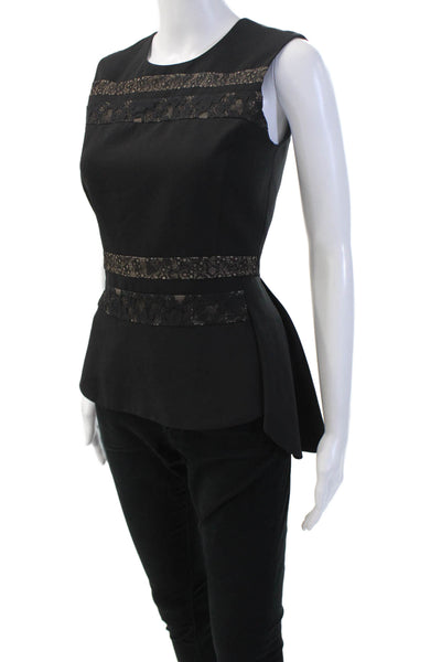 BCBG Max Azria Women Black Sleeveless Blouse Round Neck Zip Size 2XS
