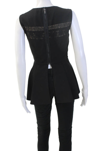 BCBG Max Azria Women Black Sleeveless Blouse Round Neck Zip Size 2XS