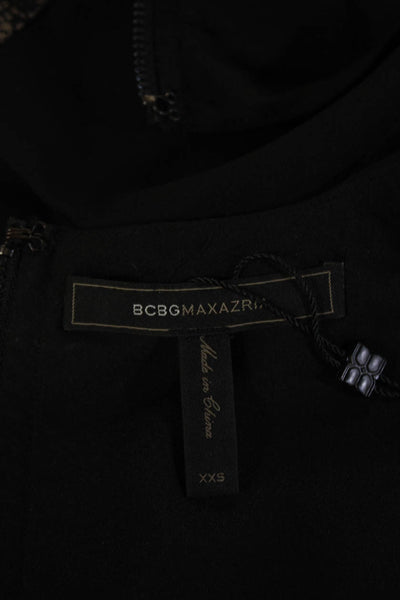 BCBG Max Azria Women Black Sleeveless Blouse Round Neck Zip Size 2XS