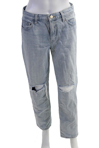 J Brand Women Light Blue Boyfriend Jeans High Rise 28 Inseam Size 25