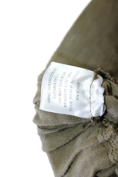 Drew Women Army Green Linen-Blend Pants Size S