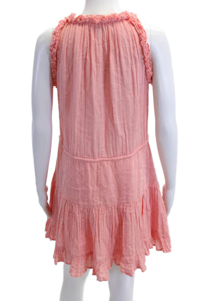 Sundays Womens Pink Mini Sundress V Neck Sleeveless Drawstring Size 1