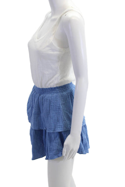 Drew Womens Peasant Mini Skirt Blue Cotton Modal Solid Size XS