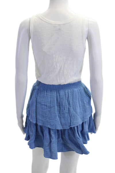 Drew Womens Peasant Mini Skirt Blue Cotton Modal Solid Size XS
