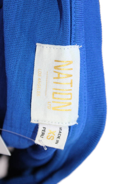 Nation LTD Womens Cropped Cotton T-Shirt Blue Crew Neck Short Sleeve Size XS
