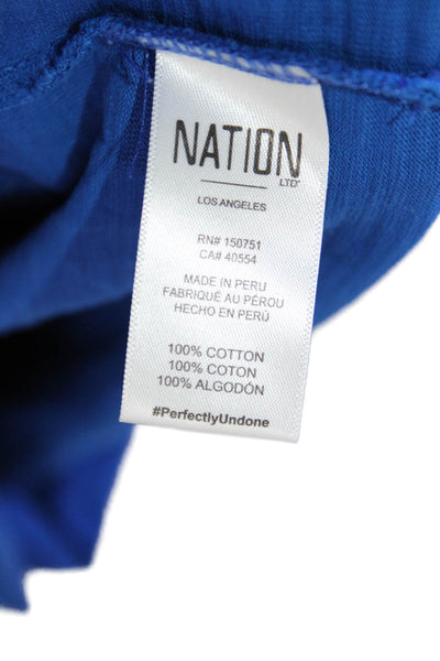 Nation LTD Womens Cropped Cotton T-Shirt Blue Crew Neck Short Sleeve Size XS