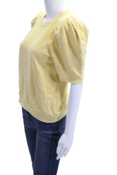 Nation LTD Womens Pullover Sweatshirt Yellow Cotton Crewneck Short Sleeve Size S