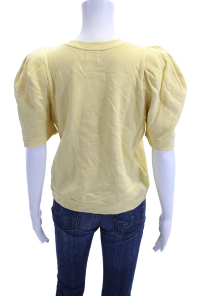 Nation LTD Womens Pullover Sweatshirt Yellow Cotton Crewneck Short Sleeve Size S
