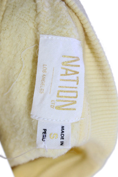 Nation LTD Womens Pullover Sweatshirt Yellow Cotton Crewneck Short Sleeve Size S