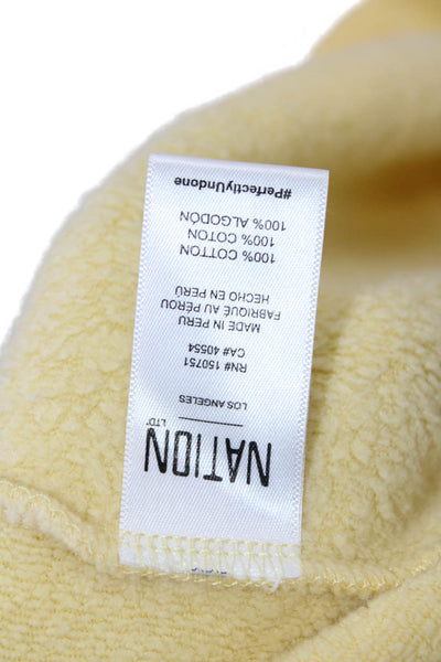 Nation LTD Womens Pullover Sweatshirt Yellow Cotton Crewneck Short Sleeve Size S