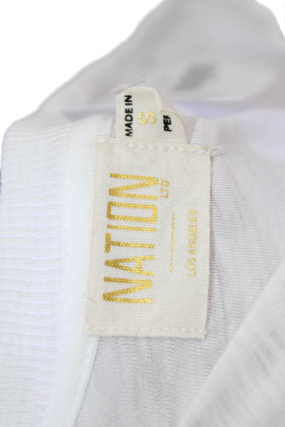 Nation LTD Women Basic White Pima Cotton Crew Neck Long Sleeve T-Shirt Size S