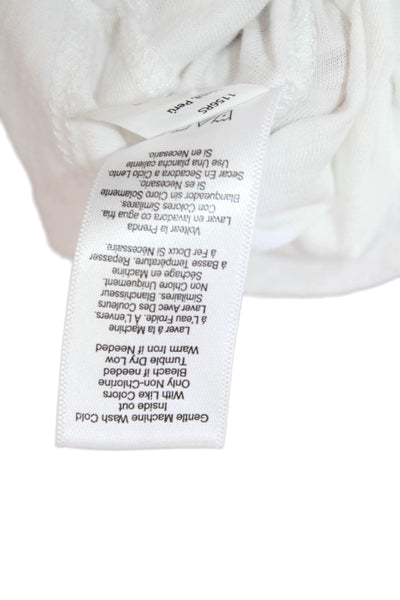 Nation LTD Women Basic White Pima Cotton Crew Neck Long Sleeve T-Shirt Size S