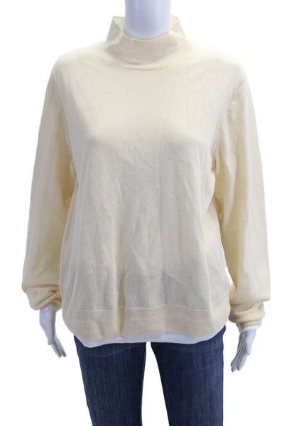 Vince Unisex Pullover Sweater Beige Mock Neck Long Sleeve Size XL