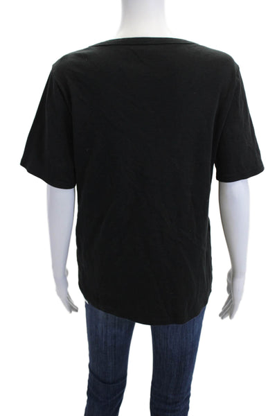J Crew Women Basic Black T-Shirt Cotton Crew Neck Short Sleeve Size 2XL
