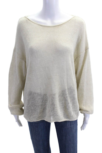 Vince Unisex Pullover Linen Sweater Beige Round Neck Long Sleeve Size XL
