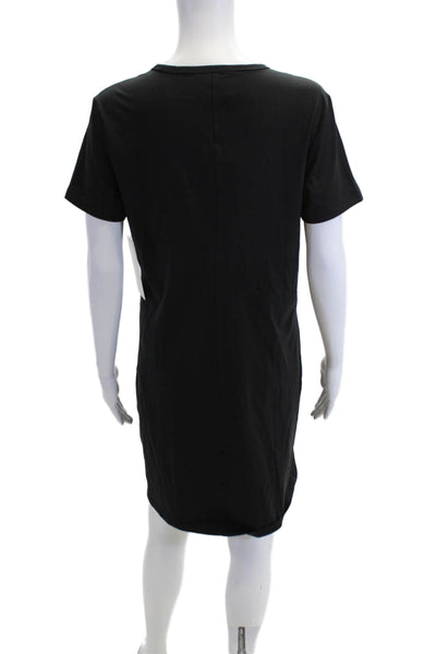 Athleta Women Black T-Shirt Dress Short Sleeve Midi Cotton Stretch Size XL