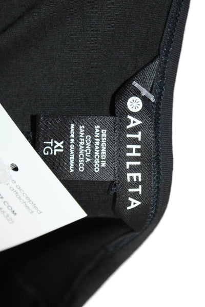 Athleta Women Black T-Shirt Dress Short Sleeve Midi Cotton Stretch Size XL