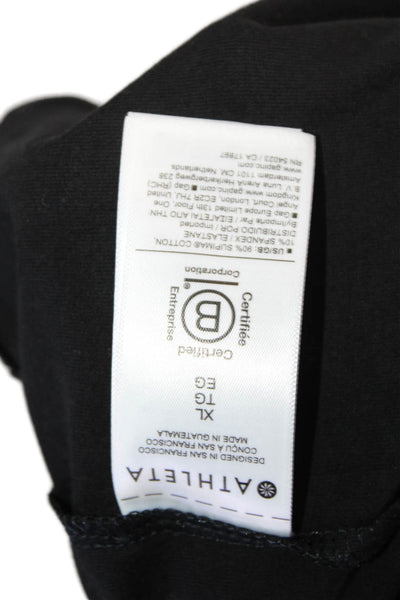 Athleta Women Black T-Shirt Dress Short Sleeve Midi Cotton Stretch Size XL