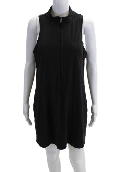Athleta Women Tank Dress Black Mock Neck Zip Short Nylon/Elastane Size XL
