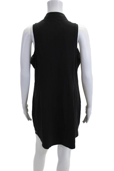Athleta Women Tank Dress Black Mock Neck Zip Short Nylon/Elastane Size XL