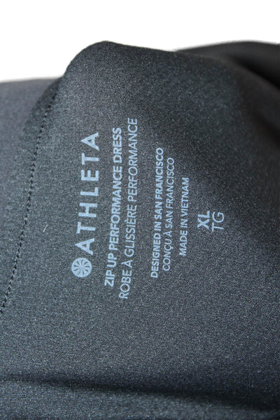 Athleta Women Tank Dress Black Mock Neck Zip Short Nylon/Elastane Size XL