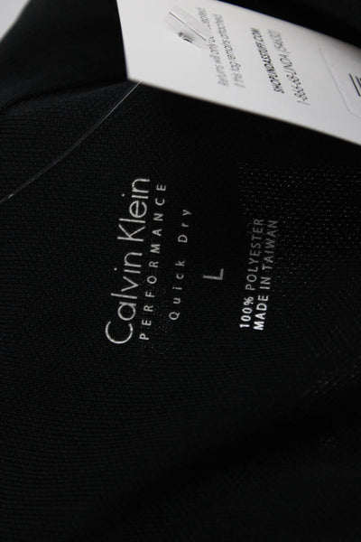 Calvin Klein Women Shirt Dress Black Collared Zip Knee Length Size L