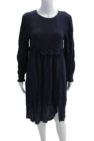 Caslon, Women Shift Dress Dark Blue Long Sleeve Bohemian Size L