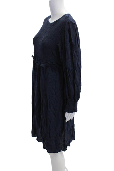 Caslon, Women Shift Dress Dark Blue Long Sleeve Bohemian Size L