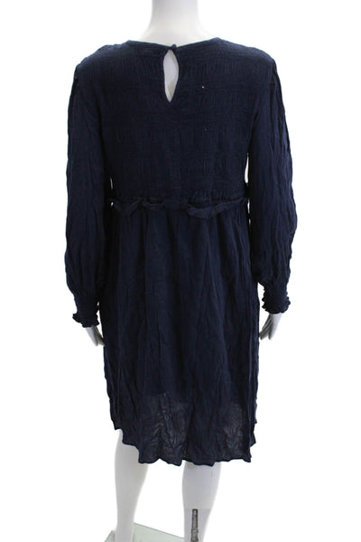 Caslon, Women Shift Dress Dark Blue Long Sleeve Bohemian Size L
