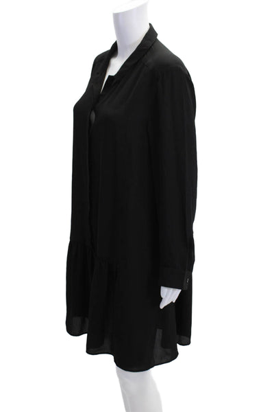 Banana Republic Women Shirt Dress Black Collared Button Long Sleeve Size 12