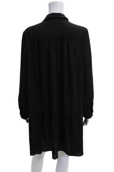 Banana Republic Women Shirt Dress Black Collared Button Long Sleeve Size 12