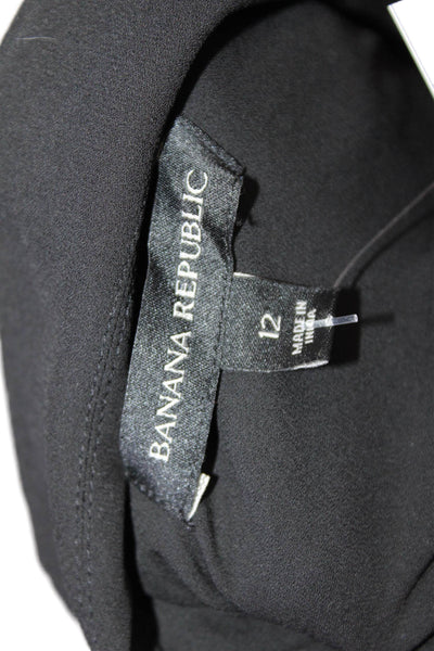 Banana Republic Women Shirt Dress Black Collared Button Long Sleeve Size 12
