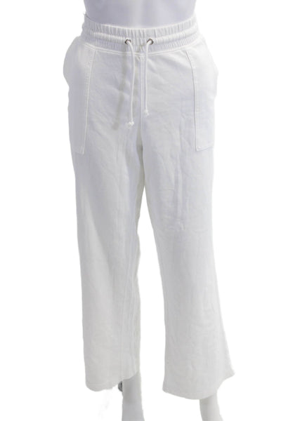 J Crew Women Jogger Sweatpants White 100% Cotton Drawstring Solid Size M