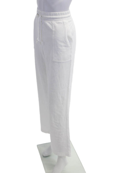 J Crew Women Jogger Sweatpants White 100% Cotton Drawstring Solid Size M