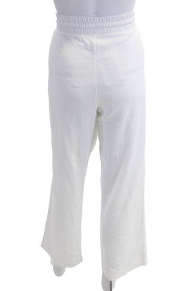 J Crew Women Jogger Sweatpants White 100% Cotton Drawstring Solid Size M