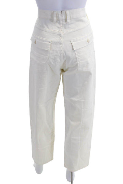 J Crew Women Cropped Cargo Pants White Button Size 31