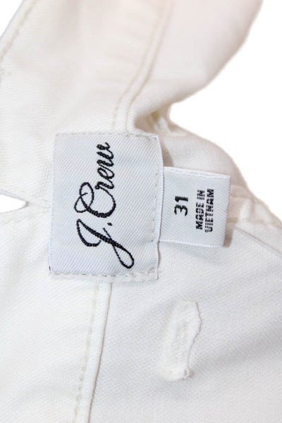 J Crew Women Cropped Cargo Pants White Button Size 31